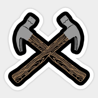 Crossed Hammer Tools Carpenter Mechanics Carpentry Sticker
